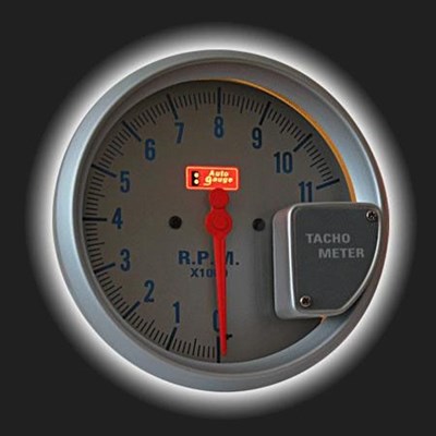 Прибор AUTO GAUGE тахометр /125 мм/ без вспышки, серебристый циферблат, на подставке, 0-11000 RPM 65506 - фото 41591