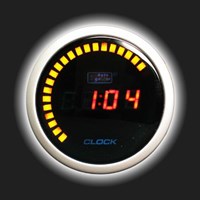 Прибор AUTO GAUGE часы /52 мм/ цифровые, с тонированным стеклом, янтарная подсветка 58756