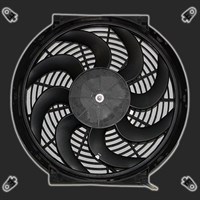 Электровентилятор охлаждения в сборе с кожухом 410 мм х 425 мм (120W) /сабли/ 62698